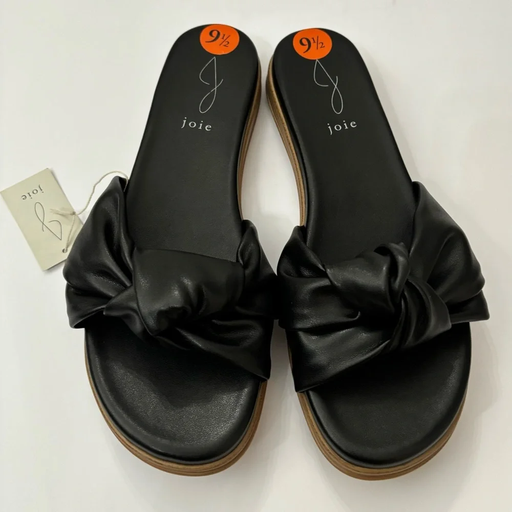 Joie Women’s Black Single Strap Knot Sandals size 9.5 Summer Casual Vacation